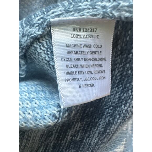 Derek Heart Blue Cropped Cardigan Aztec Print Winter Blues Large - Picture 4 of 4